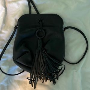 Black tri-pocket crossbody